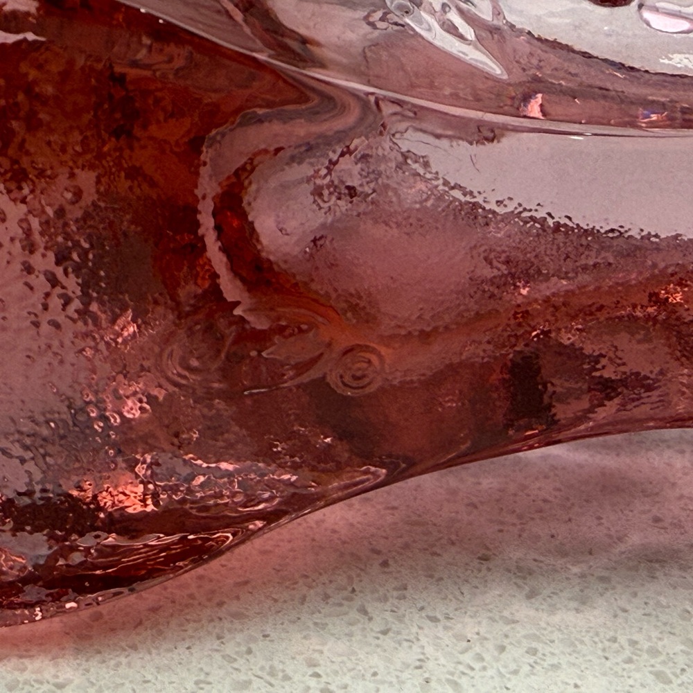 Vintage Fenton Pink Glass Slipper Cabbage Rose Shoe Boot MCM Mid-Century Modern - Picture 10 of 15